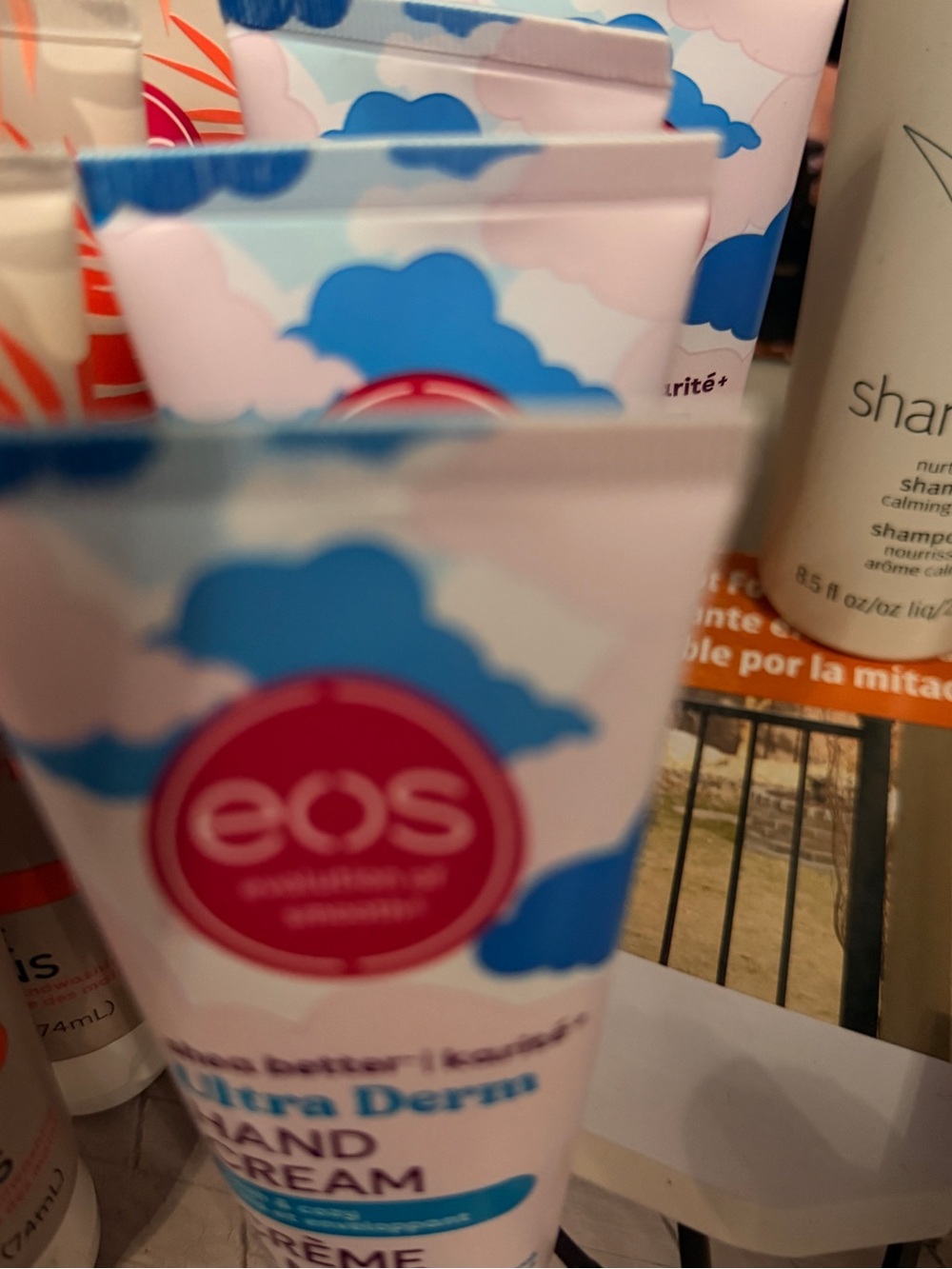 eos hand cream in pink and blue packaging 2/$5 4/$10